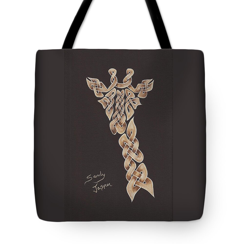 Giraffe Tote Bag featuring the painting The Knotty Giraffe 2 by Sandy Jasper