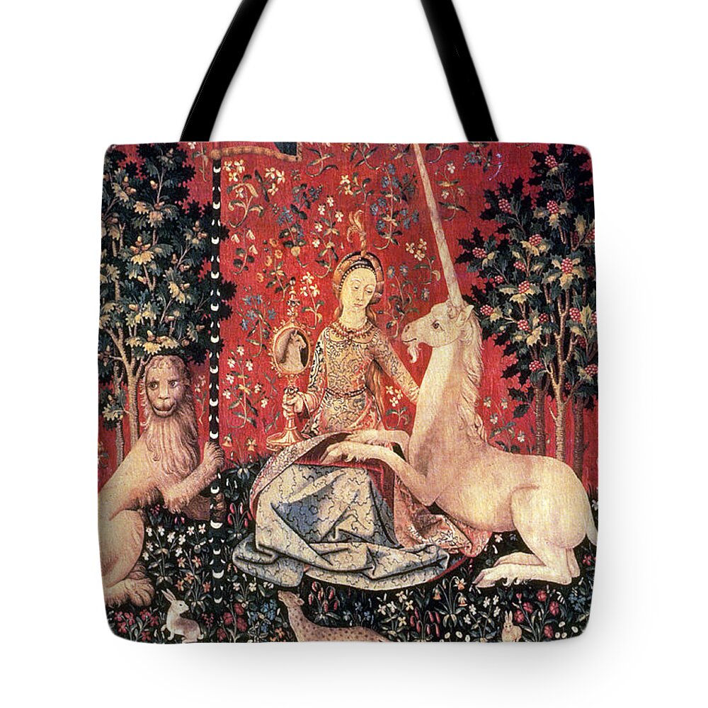History Tote Bag featuring the photograph The Lady And The Unicorn, 15th Century by Photo Researchers