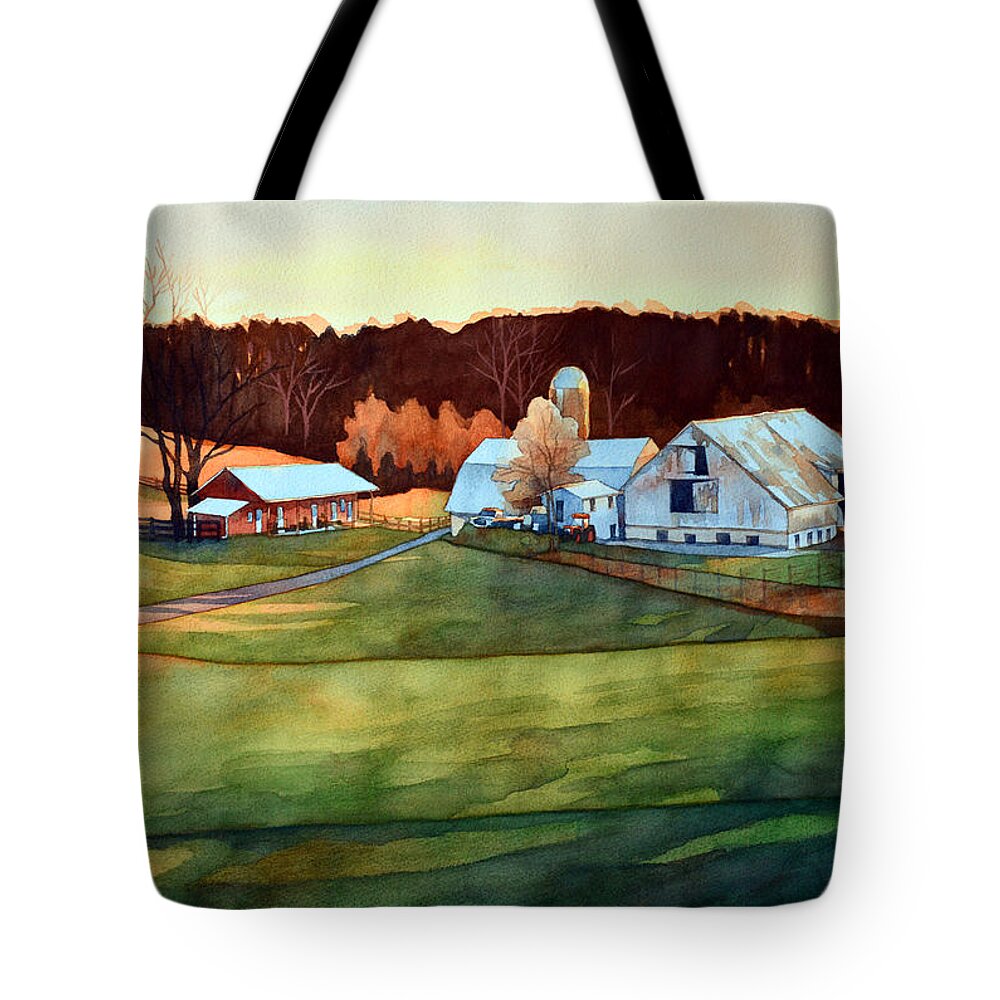 Watercolor Tote Bag featuring the painting The Last Beaujolais by Mick Williams