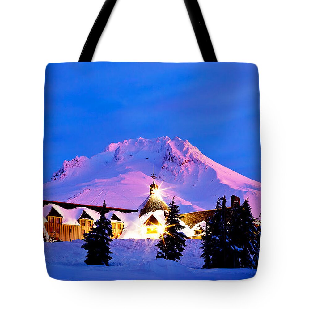 Timberline Lodge Tote Bag featuring the photograph The Last Sunrise by Darren White