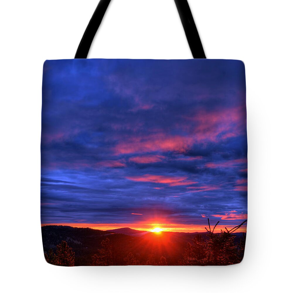 Colorado Tote Bag featuring the photograph The Last Sunrise in July by Matt Swinden