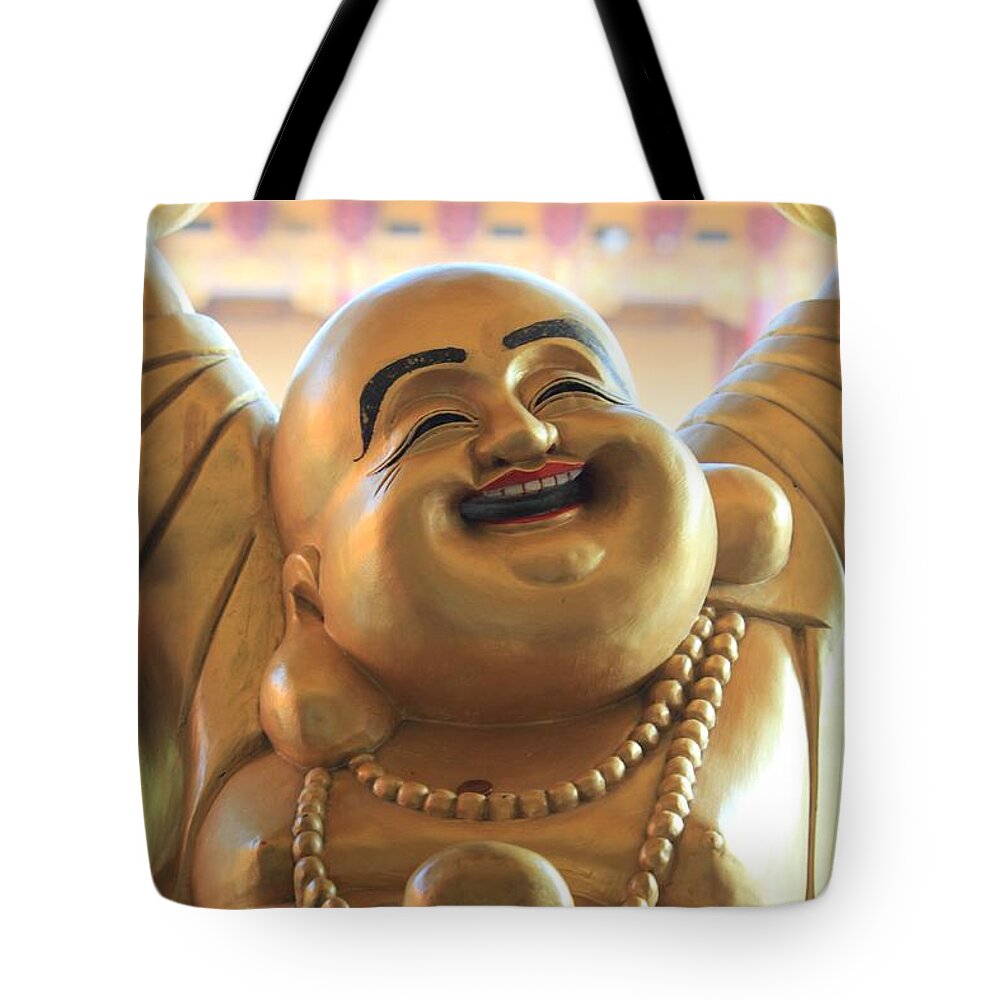 Laughing Buddha Tote Bag featuring the photograph The Laughing Buddha by Amy Gallagher