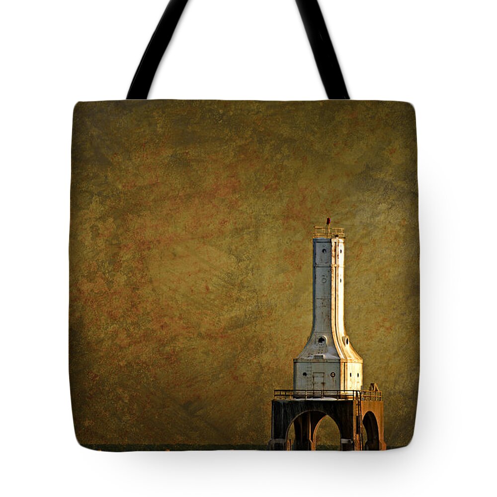 The Lighthouse Tote Bag featuring the photograph The Lighthouse - Port Washington by Mary Machare