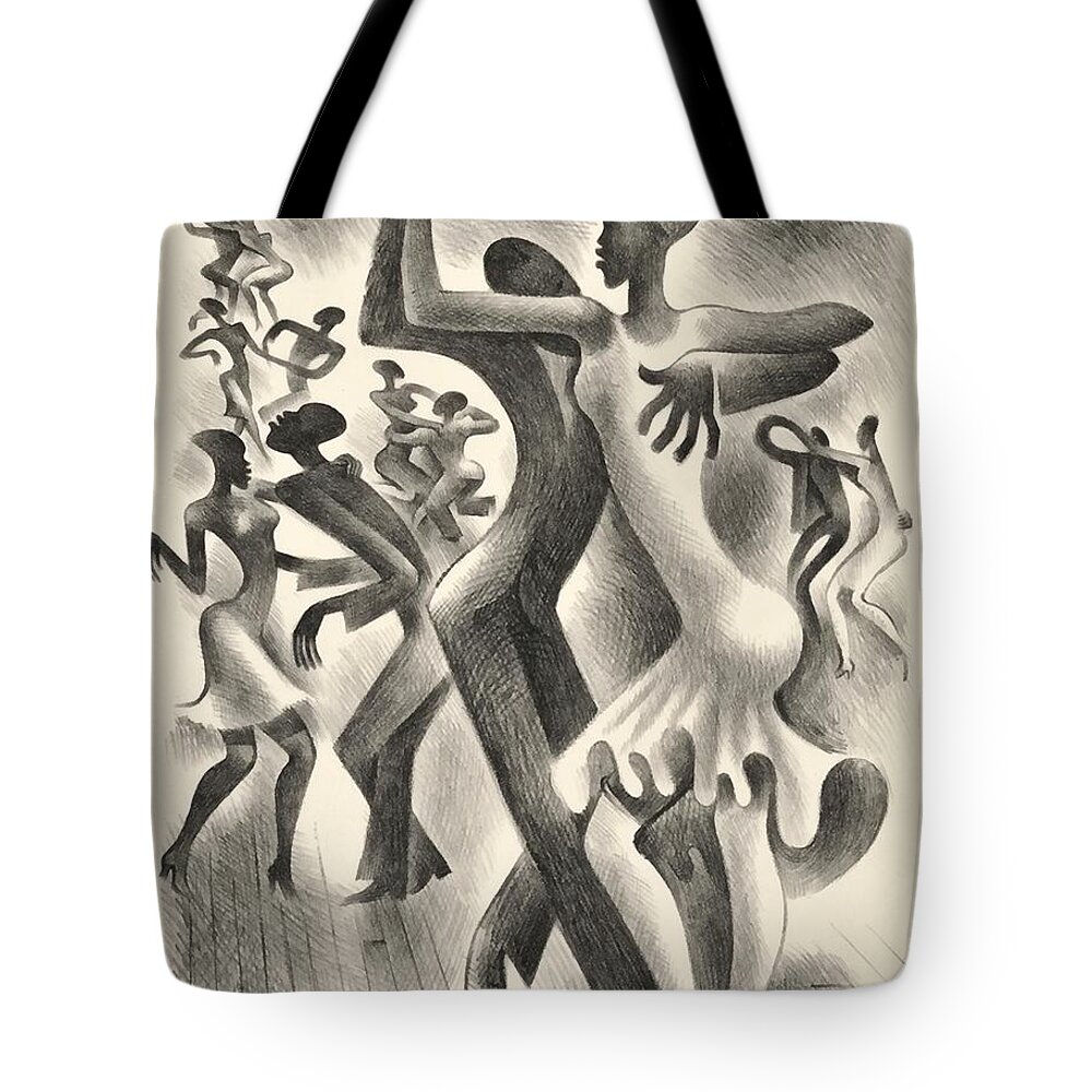  Miguel Covarrubias Tote Bag featuring the digital art The Lindy Hop by Miguel Covarrubias