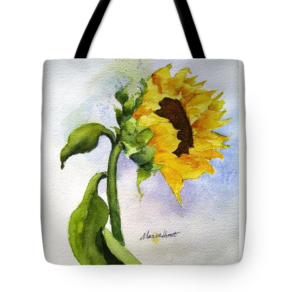 Lone Sunflower Tote Bag featuring the painting Random Acts of Kindness by Maria Hunt