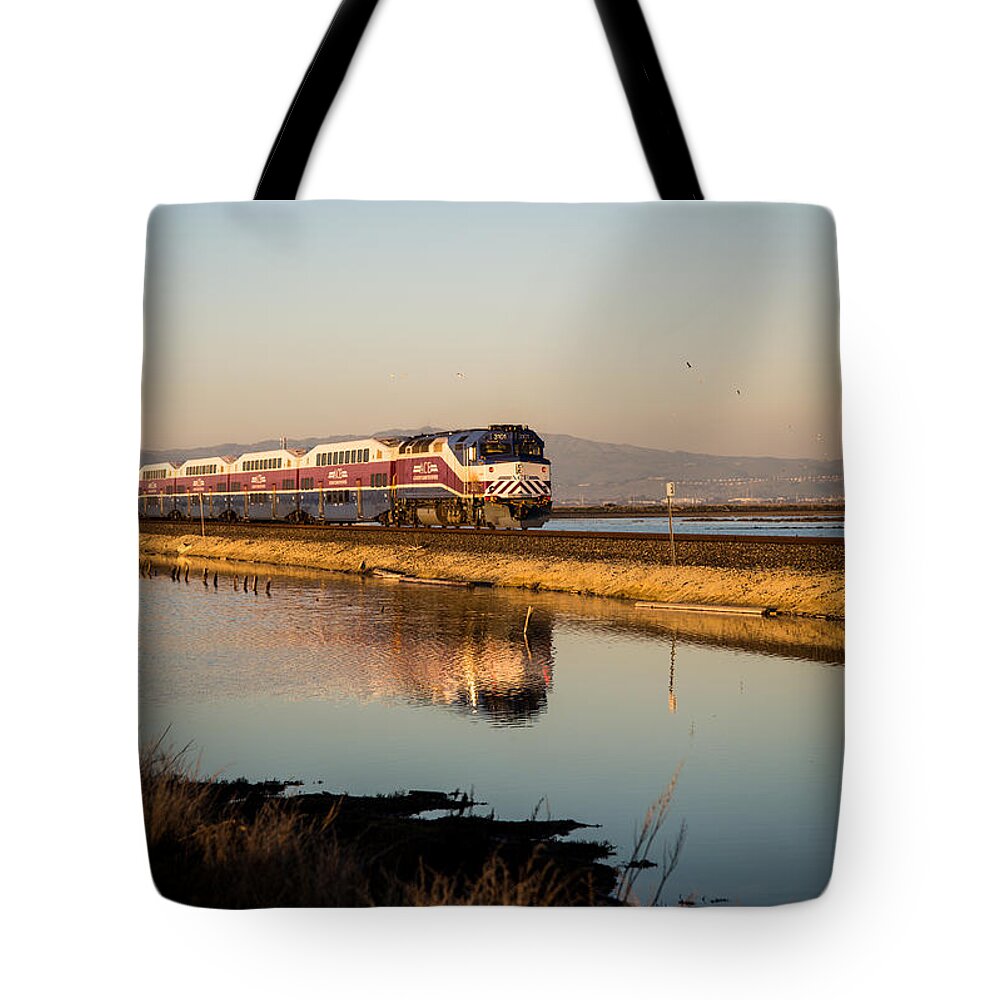 Train Tote Bag featuring the photograph The Long Commute by Alex Lapidus