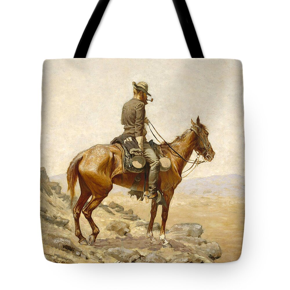 Frederic Remington Tote Bag featuring the painting The Lookout by Frederic Remington