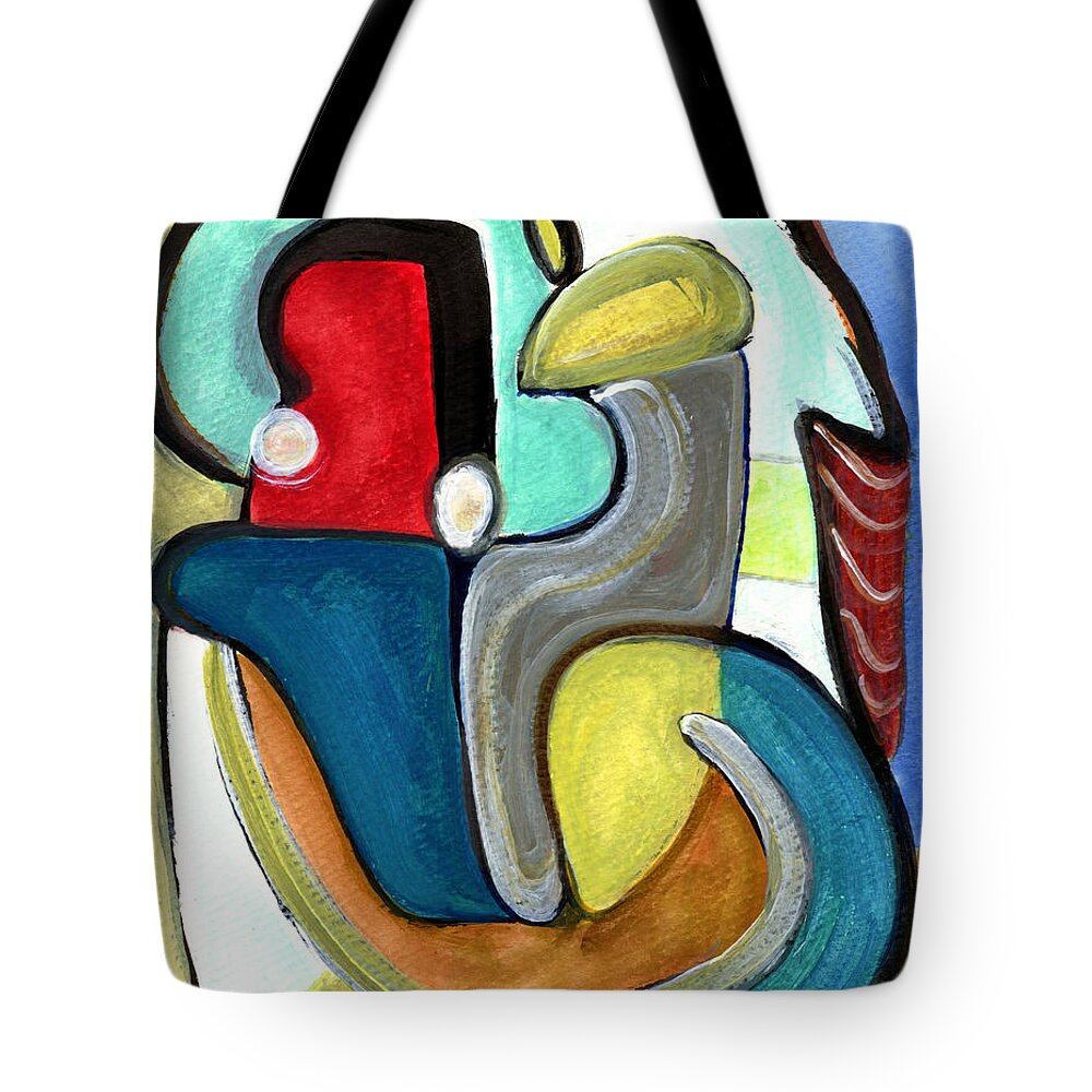 Abstract Art Tote Bag featuring the painting The Lovers by Stephen Lucas