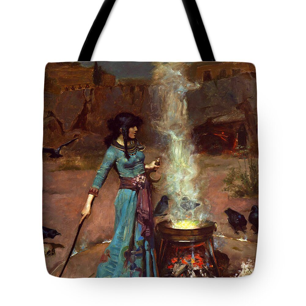 John William Waterhouse Tote Bag featuring the painting The magic circle by John William Waterhouse