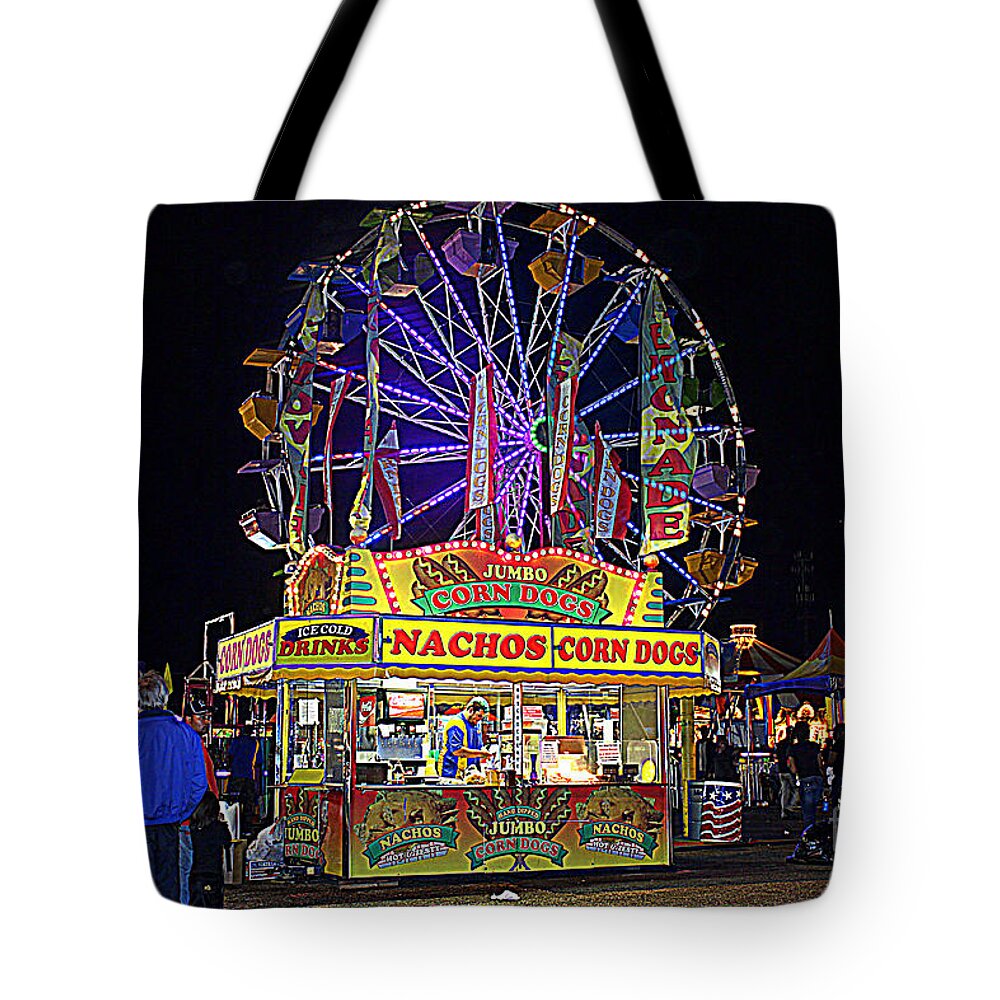 Louisiana State Fair Tote Bag featuring the photograph The Midway of Louisiana State Fair 2012 by Kathy White