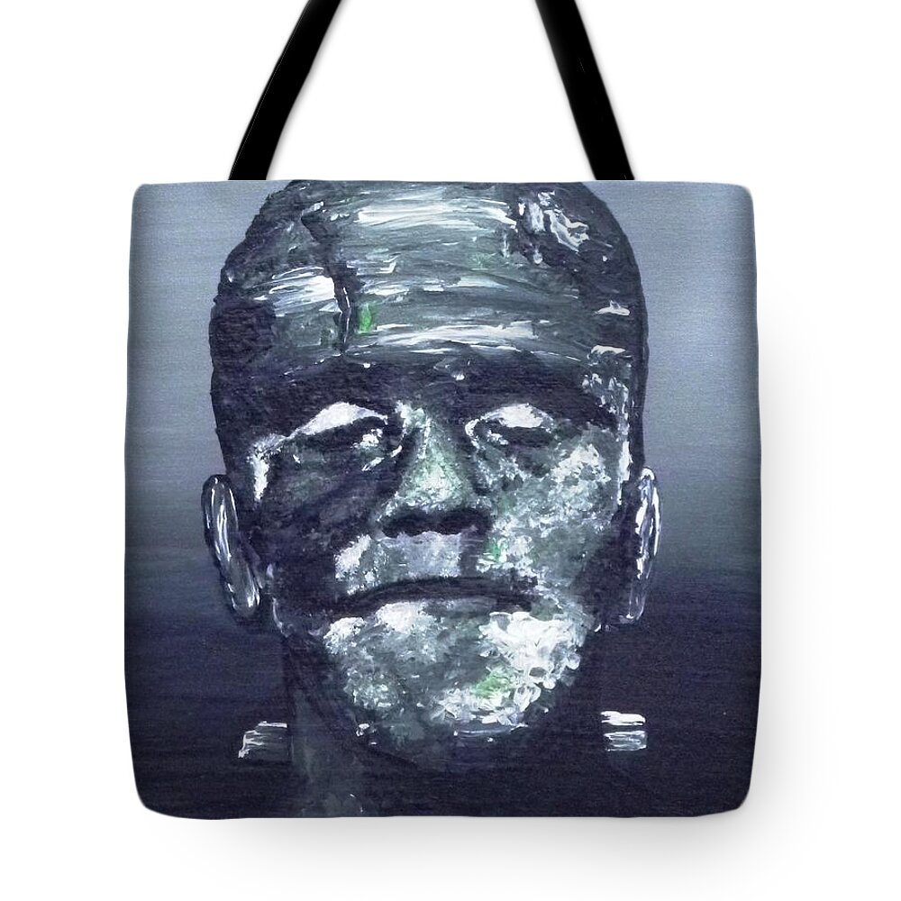 Sepia Tote Bag featuring the painting The Monster by Alys Caviness-Gober
