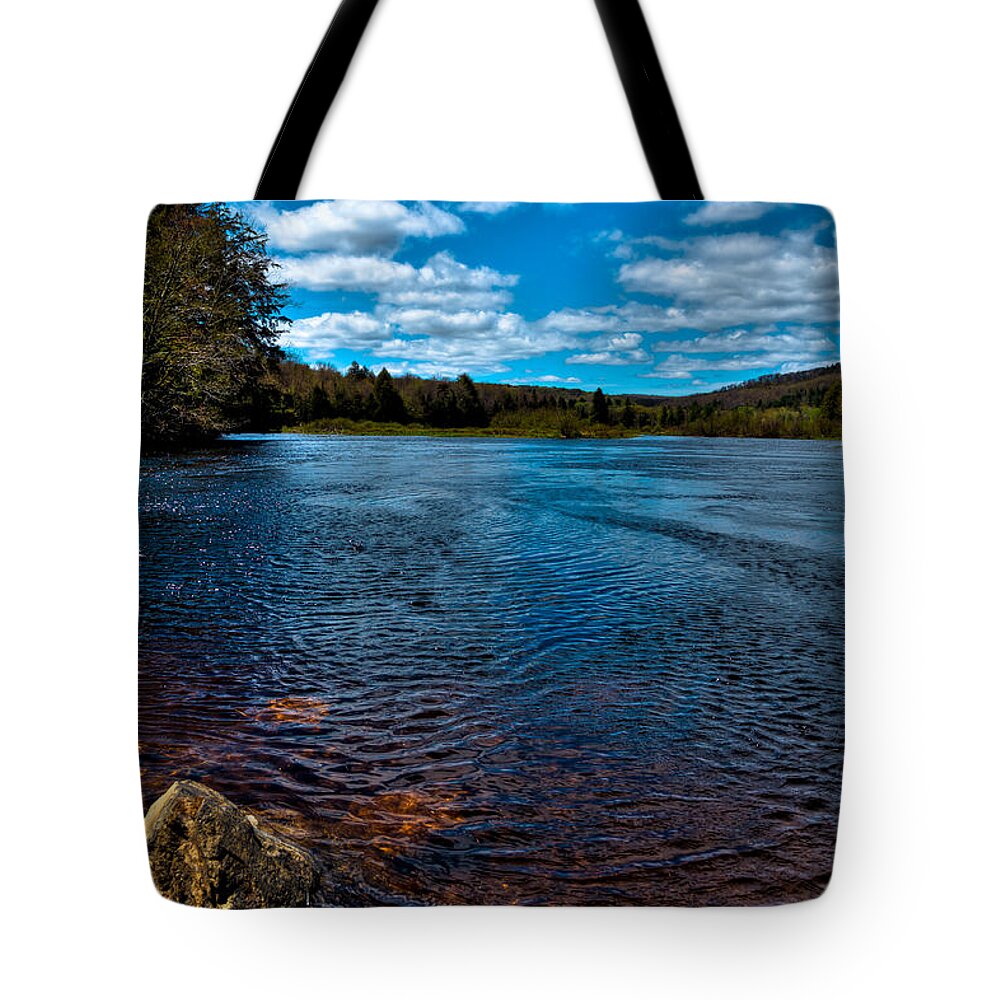 The Green Bridge Tote Bag featuring the photograph The Moose River in the Spring by David Patterson