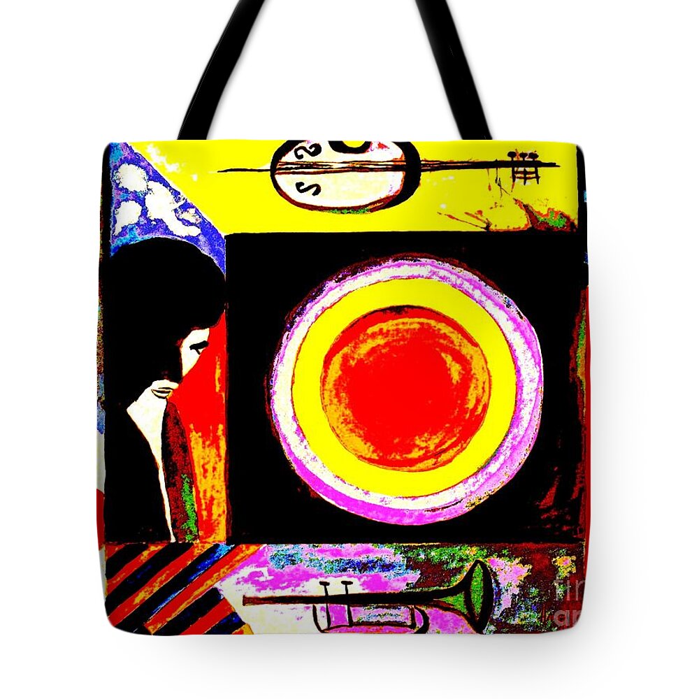 Musical Instruments Tote Bag featuring the painting The Music Maker by Hazel Holland