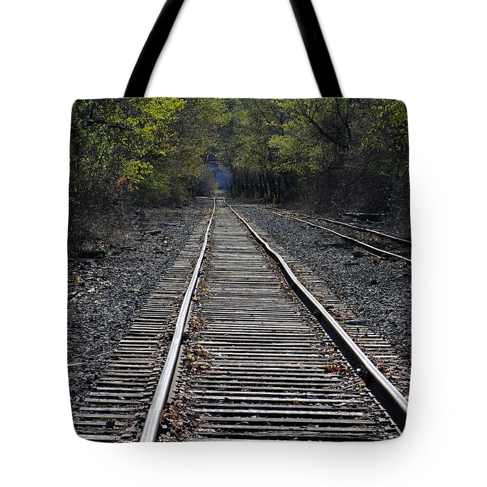 Train Rail Tote Bag featuring the photograph The non-end by Lily K