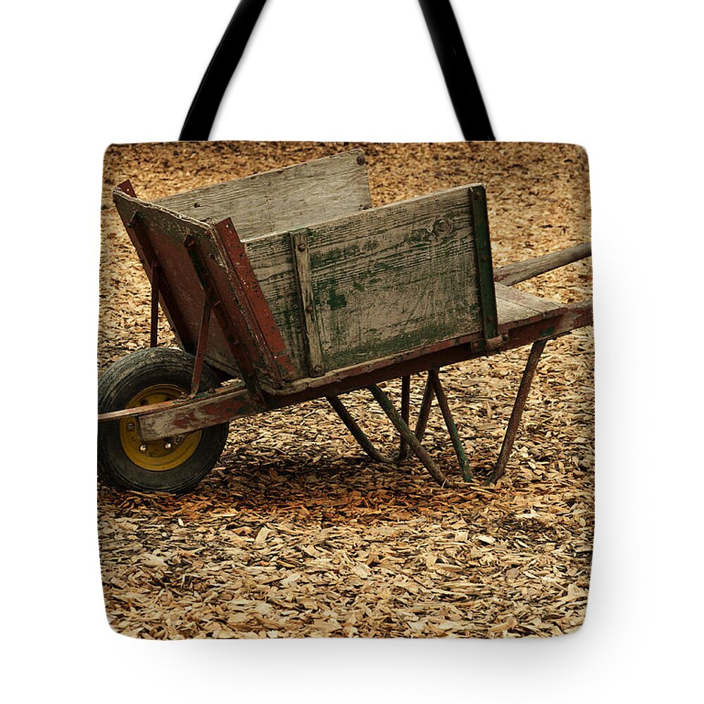 The Old Barn Wagon Tote Bag featuring the photograph The Old Barn Wagon by Victoria Harrington