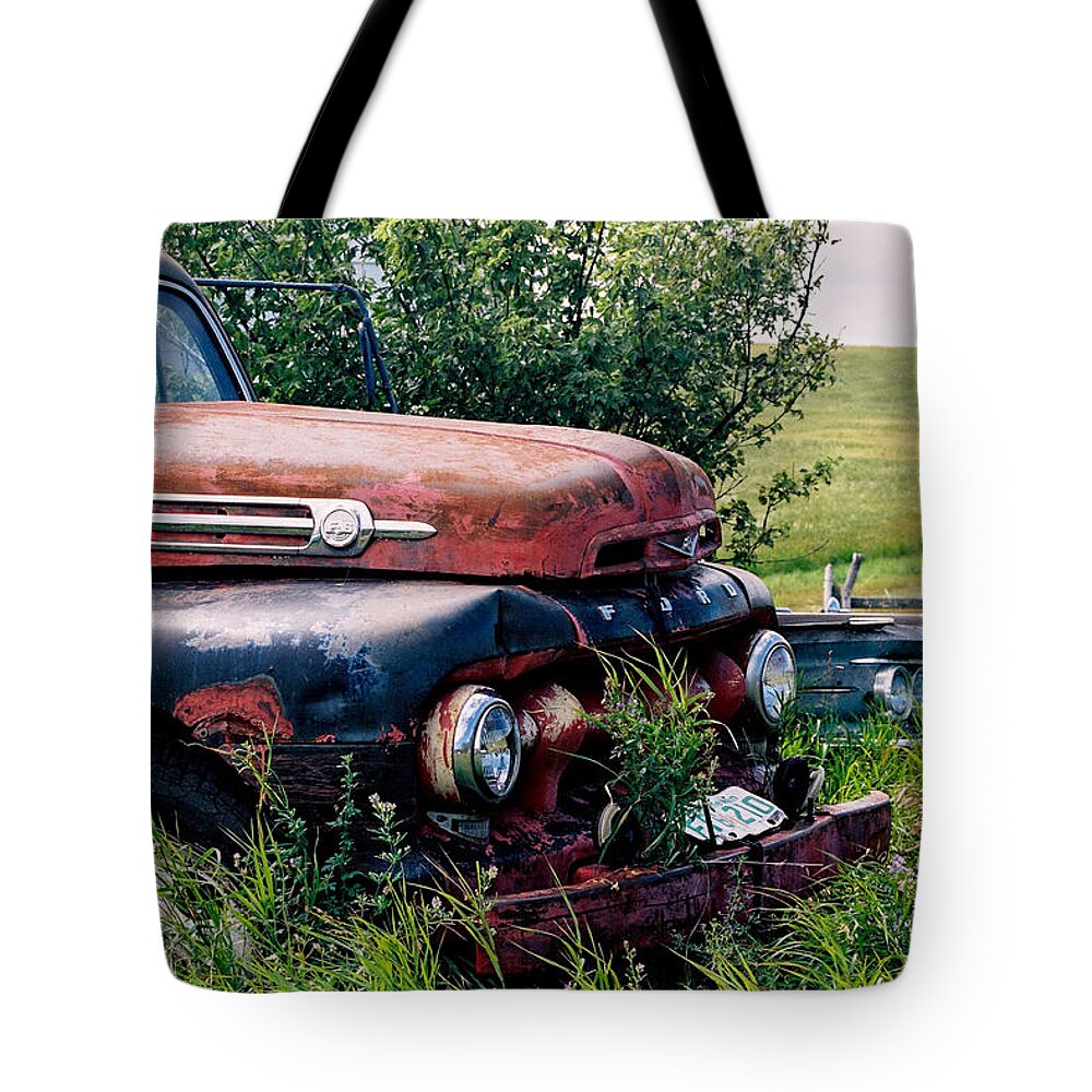 Farm Truck Tote Bag featuring the photograph The Old Farm Truck by Roxy Hurtubise