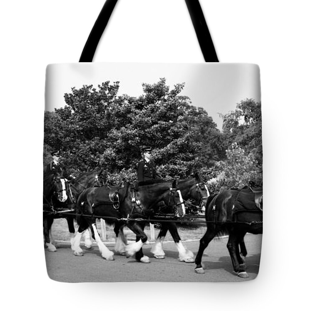 The Old Guard Tote Bag featuring the photograph The Old Guard Caisson by Greg and Chrystal Mimbs