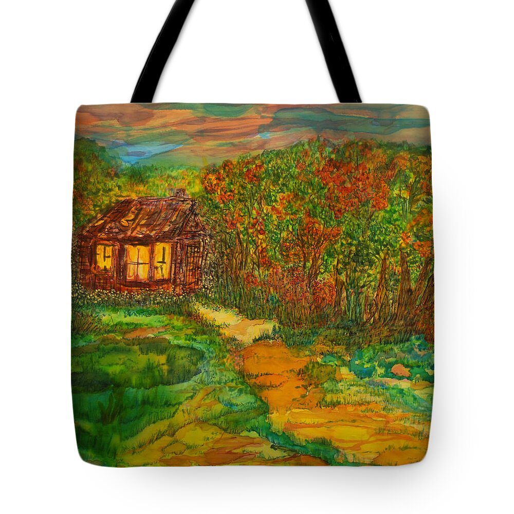 Silk Tote Bag featuring the painting The Old Homestead by Susan Moody