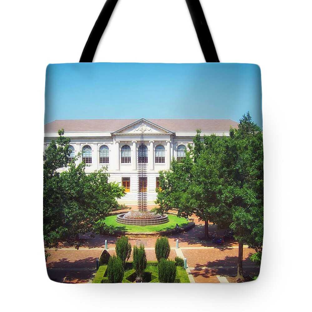 University Of Arkansas Tote Bag featuring the photograph The Old Main - University of Arkansas by Mountain Dreams