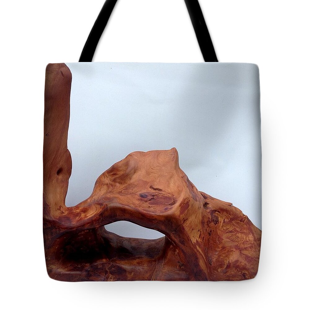 Kauri Wood Tote Bag featuring the sculpture The oldest wood in the world by Robert Margetts
