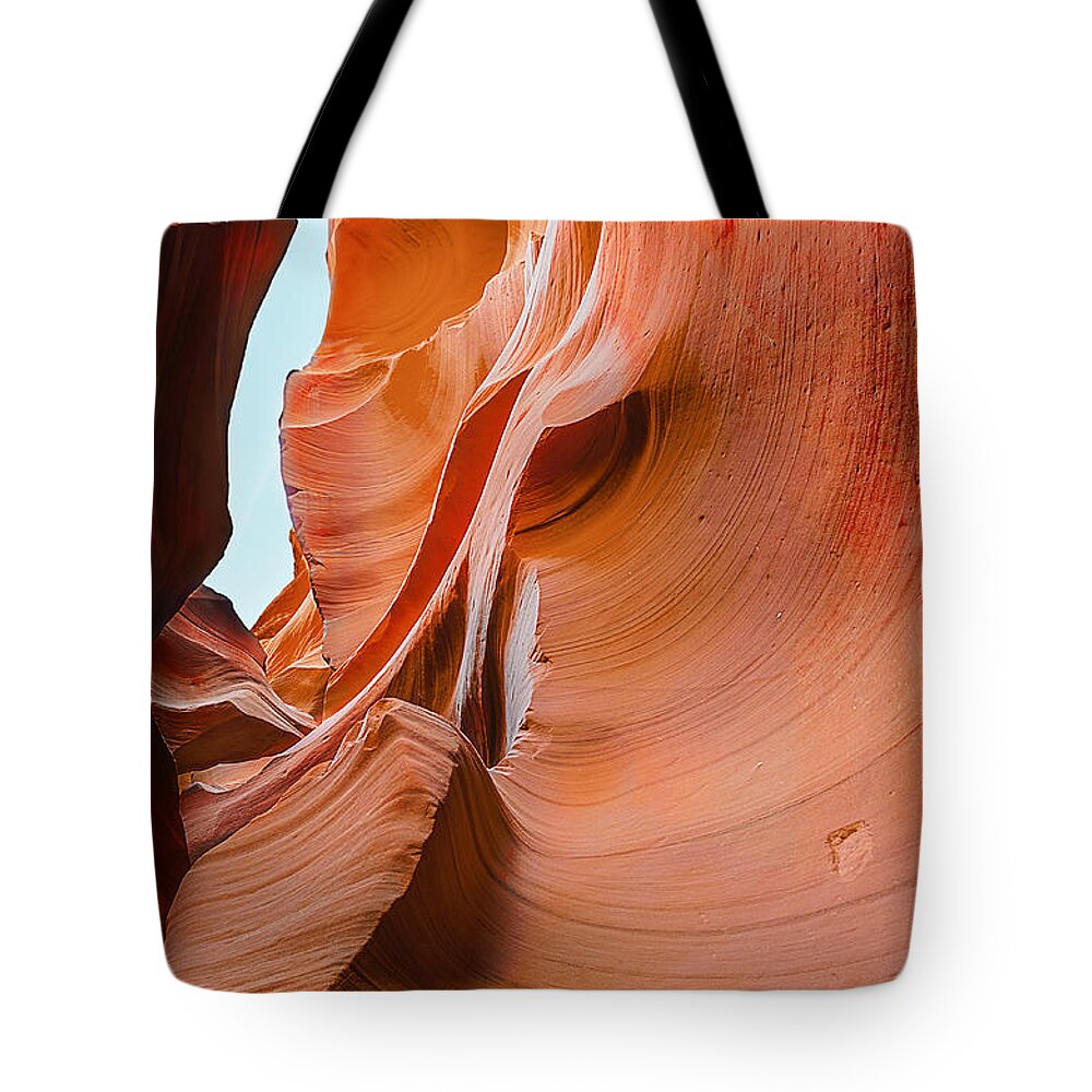 Antelope Canyon Tote Bag featuring the photograph The Orange Wall by Jason Chu