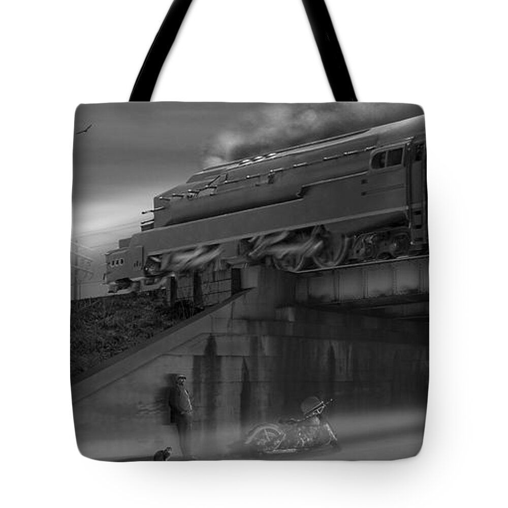 Motorcycle Tote Bag featuring the photograph The Overpass 2 Panoramic by Mike McGlothlen