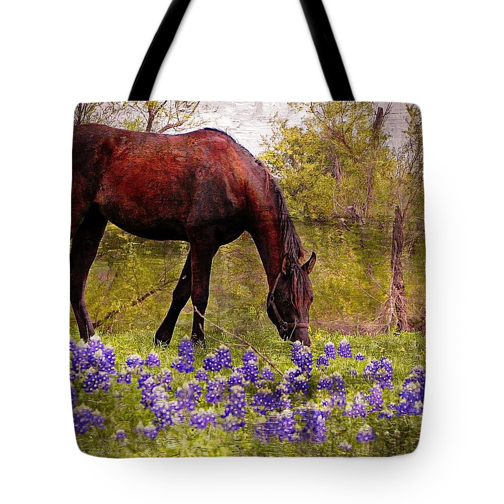 Horse Tote Bag featuring the photograph The Pasture by Kathy Churchman