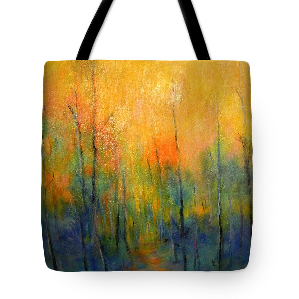 Landscape Tote Bag featuring the painting The Path to Forever by Alison Caltrider