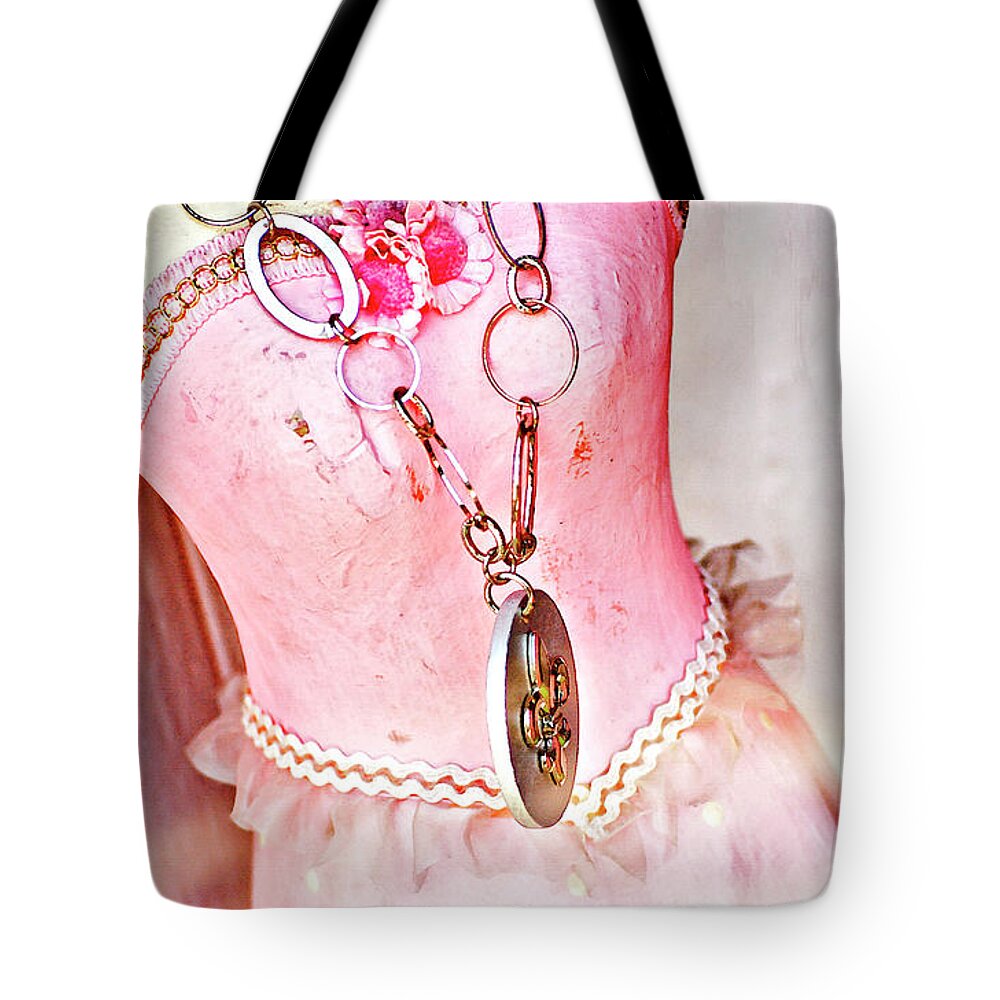 Dress Tote Bag featuring the photograph The Pink Tutu Dress with the Fleur de Lis by Kathleen K Parker