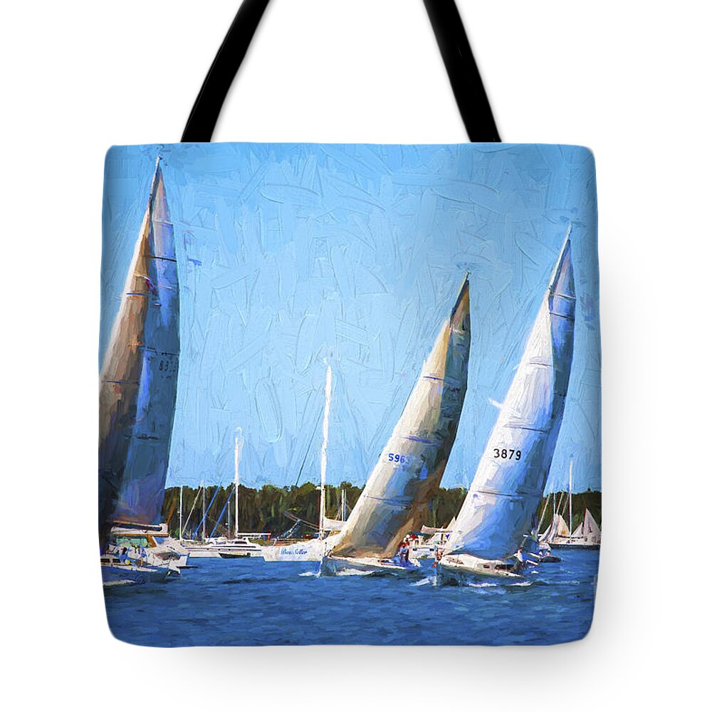 Yacht Race Tote Bag featuring the photograph The race by Sheila Smart Fine Art Photography