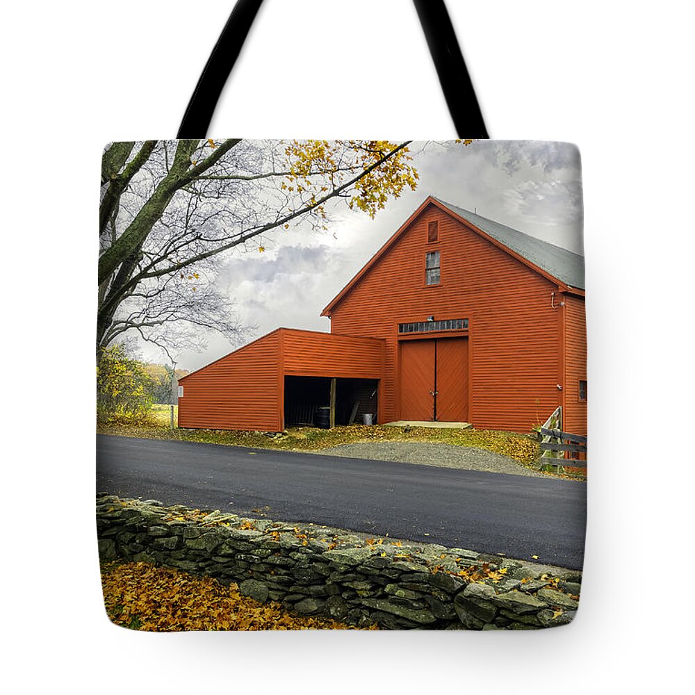 John Greenleaf Whittier Tote Bag featuring the photograph The Red Barn at the John Greenleaf Whittier Birthplace by Betty Denise