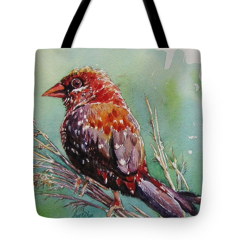 Bird Tote Bag featuring the painting The Red Bird by Jyotika Shroff