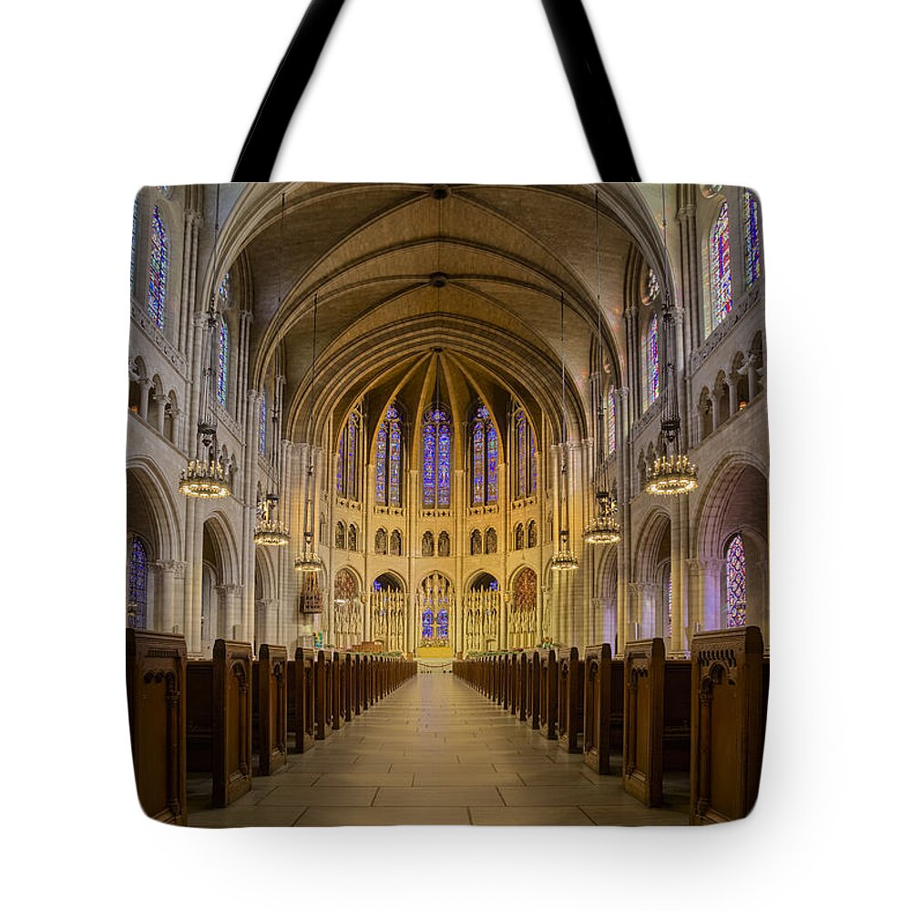 Altar Tote Bag featuring the photograph The Riverside Church by Susan Candelario