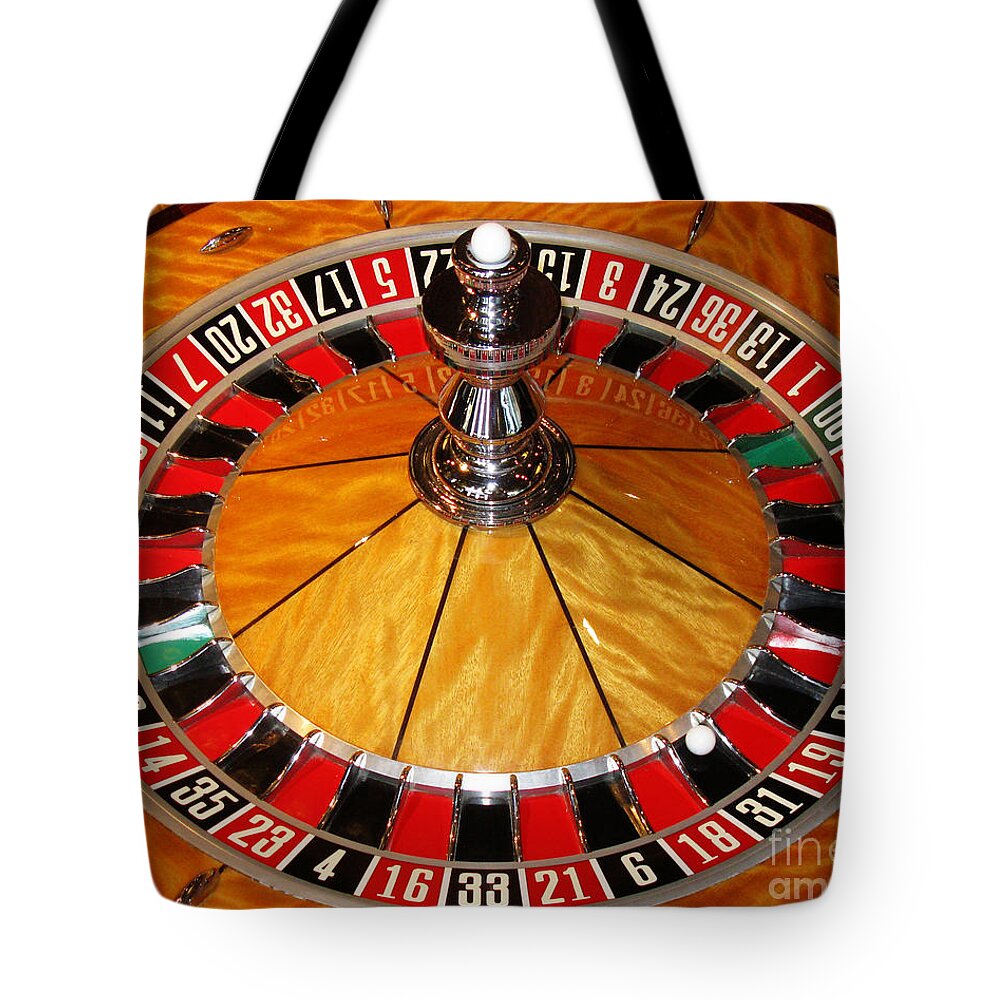Roulette Tote Bag featuring the photograph The Roulette Wheel , Casino game by Tom Conway