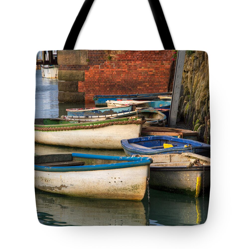 2012 Tote Bag featuring the photograph The Rowboats of Folkestone by Tim Stanley