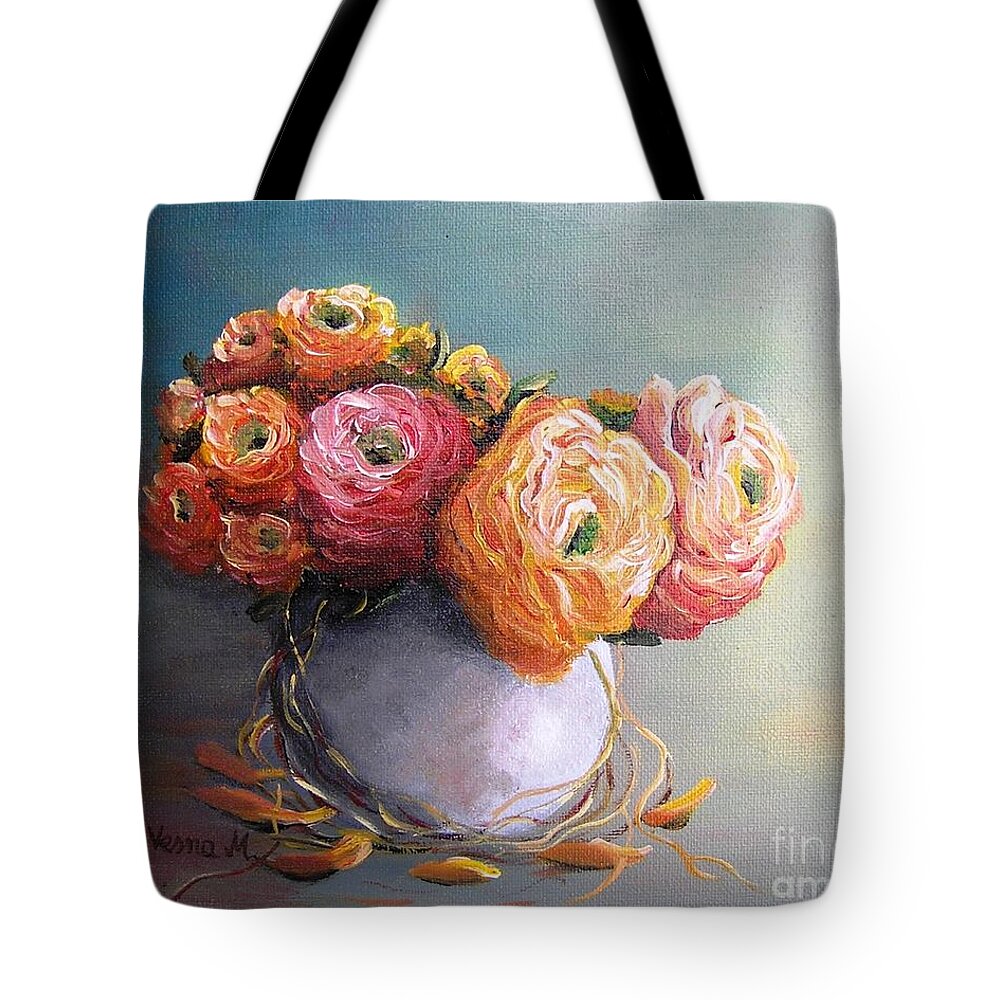 Flowers Tote Bag featuring the painting The scent of flowers by Vesna Martinjak