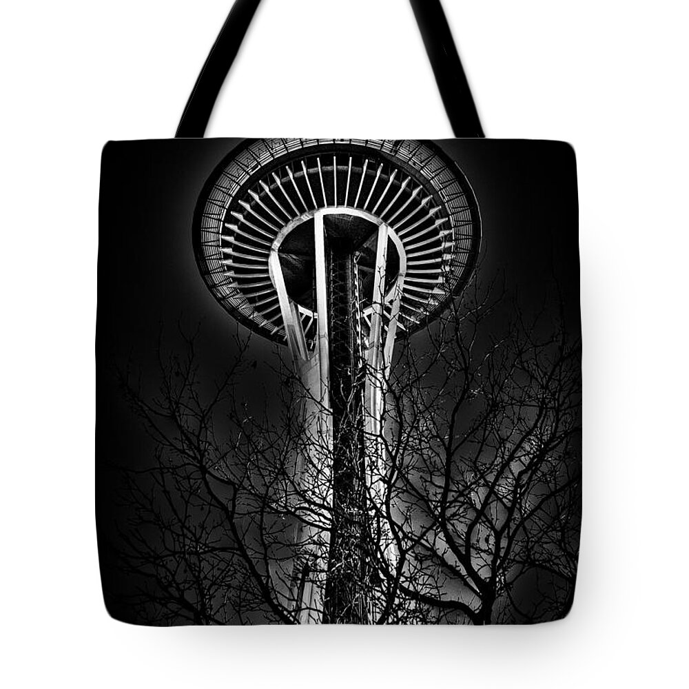 The Seattle Space Needle At Night Tote Bag featuring the photograph The Seattle Space Needle at Night by David Patterson