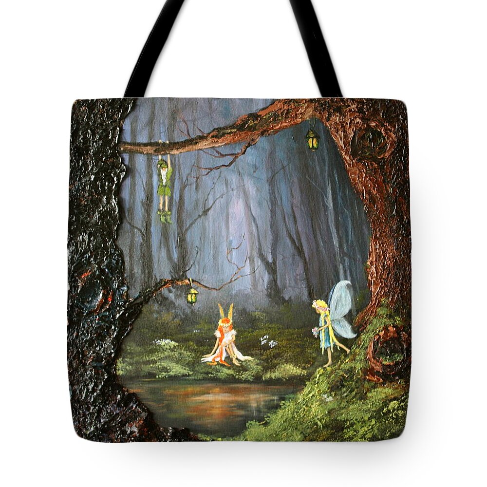 Fairies Tote Bag featuring the painting The Secret Forest by Jean Walker