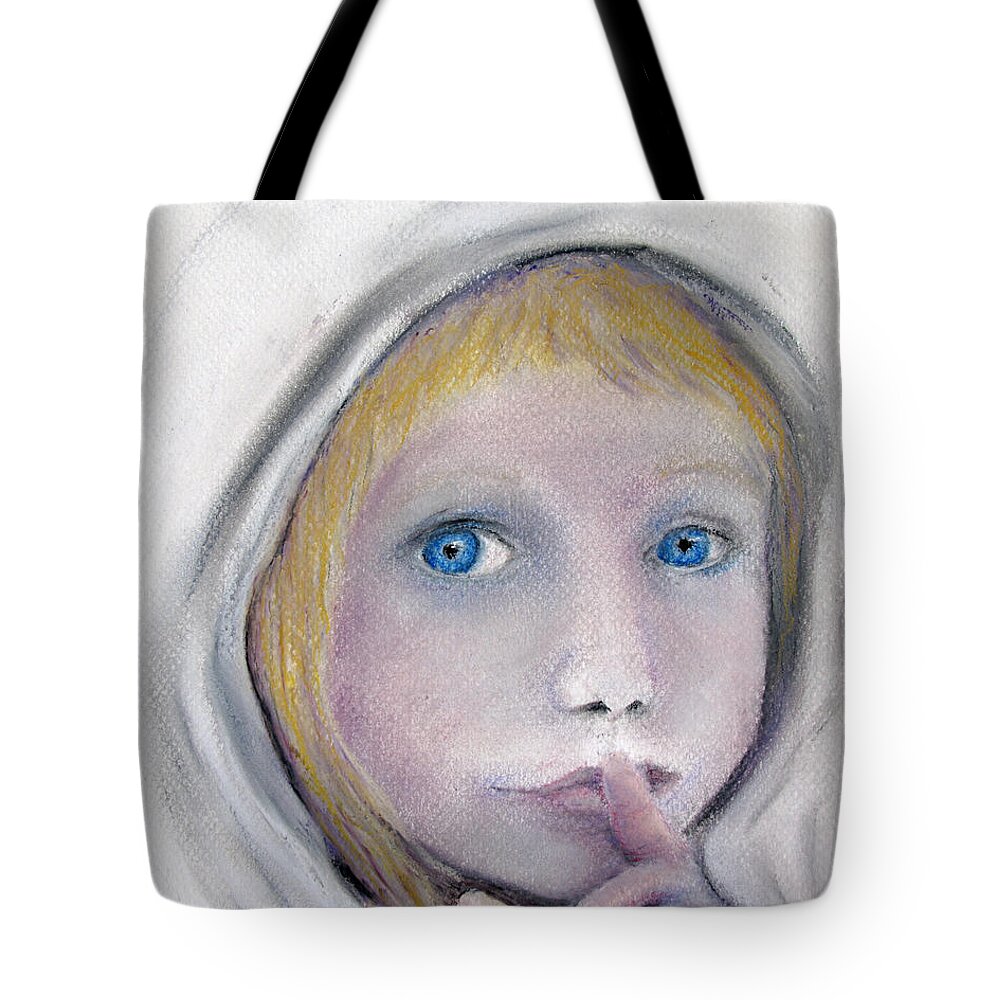 Portrait Tote Bag featuring the painting The Secret by Loretta Luglio