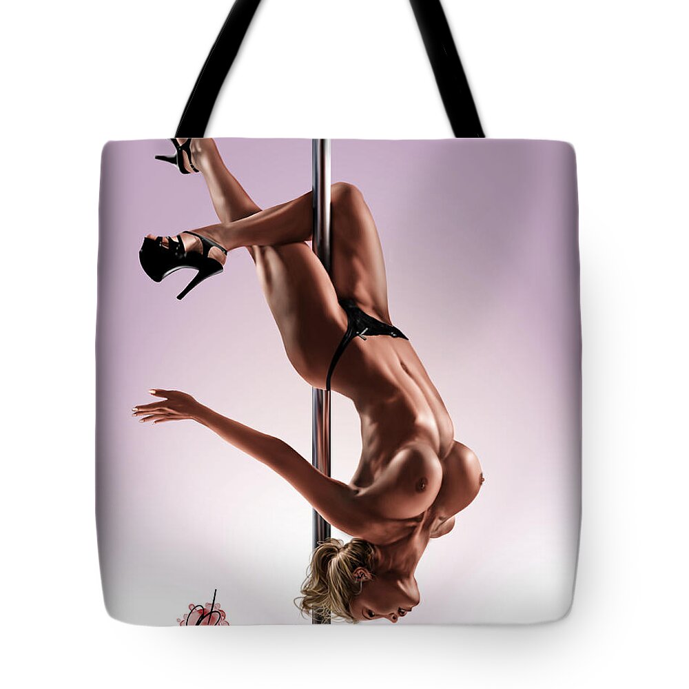 Pole Tote Bag featuring the painting The Show by Pete Tapang