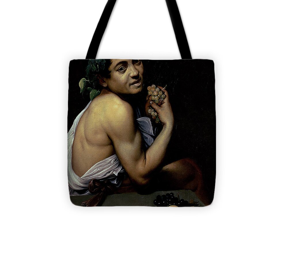 The Sick Bacchus Tote Bag featuring the painting The Sick Bacchus, 1591 by Michelangelo Merisi da Caravaggio