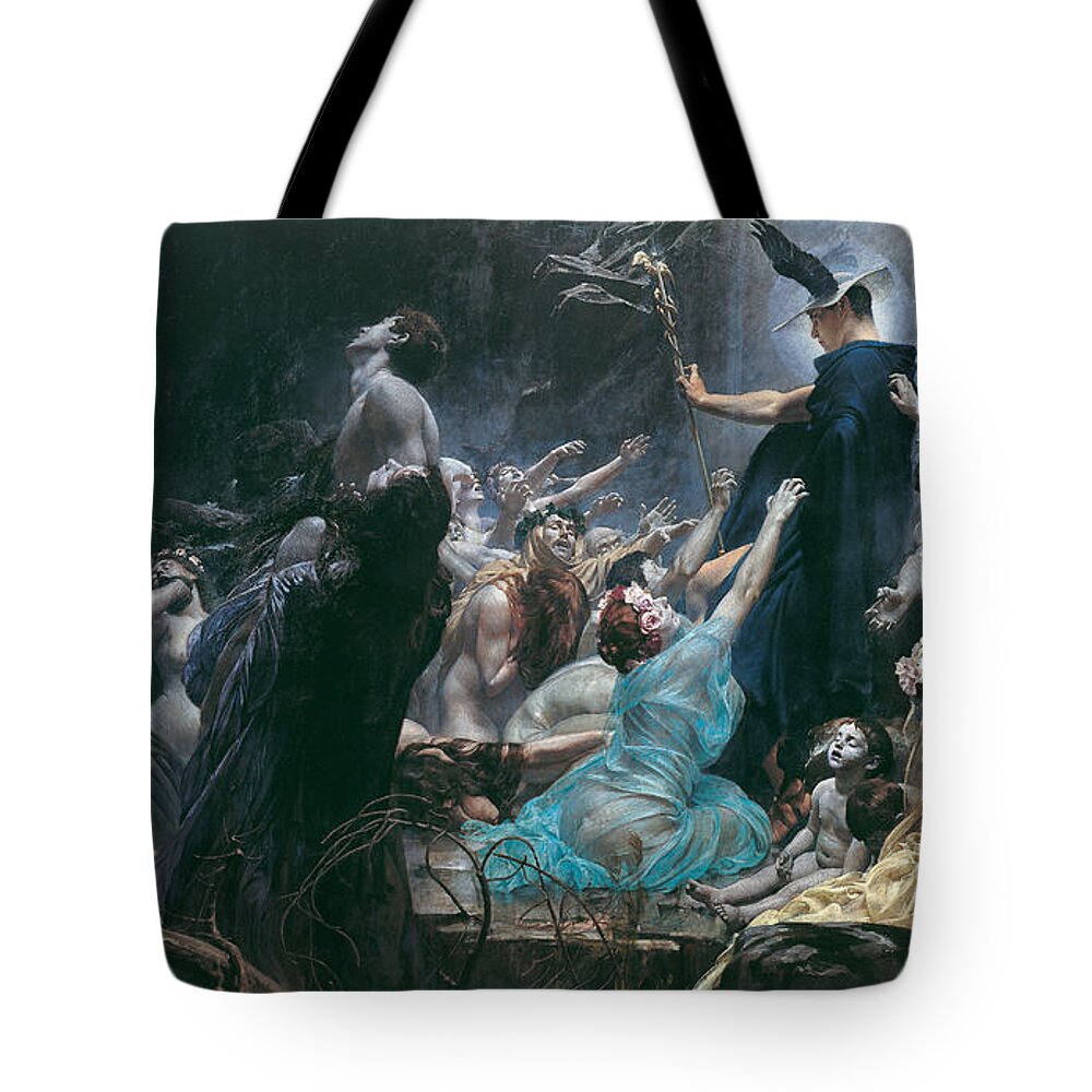 Adolf Hiremy-hirschl Tote Bag featuring the painting The Souls of Acheron by Adolf Hiremy-Hirschl