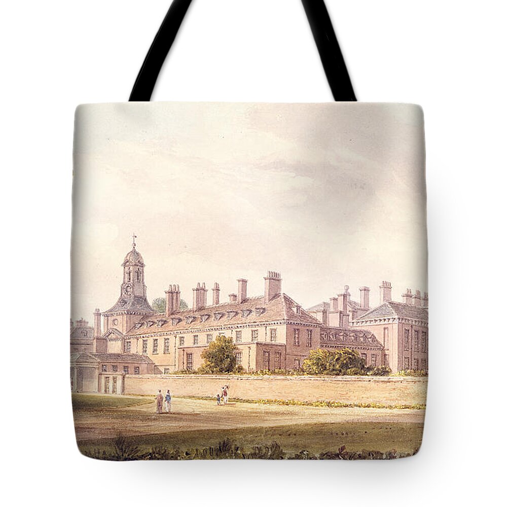 Architecture Tote Bag featuring the photograph The South-west View Of Kensington Palace, 1826 Wc On Paper by John Buckler