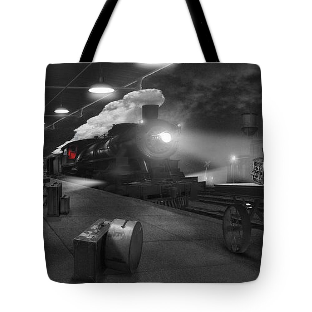 Transportation Tote Bag featuring the photograph The Station - Panoramic by Mike McGlothlen