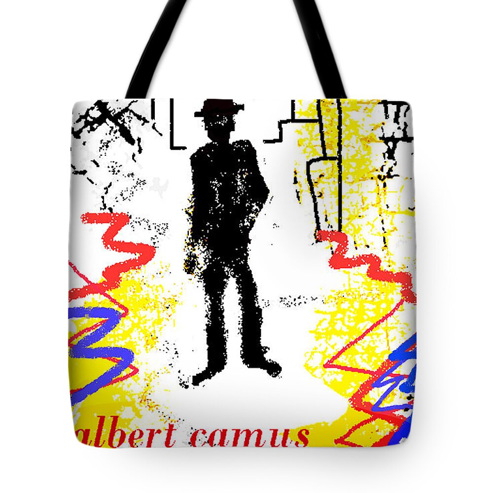 Albert Camus.camus Tote Bag featuring the drawing The Stranger Albert Camus Poster by Paul Sutcliffe