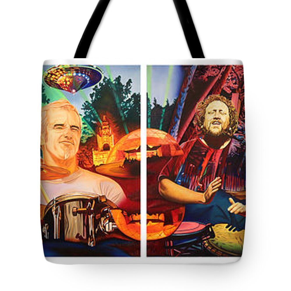 The String Cheese Incident Tote Bag featuring the painting The String Cheese Incident at Horning's Hideout by Joshua Morton