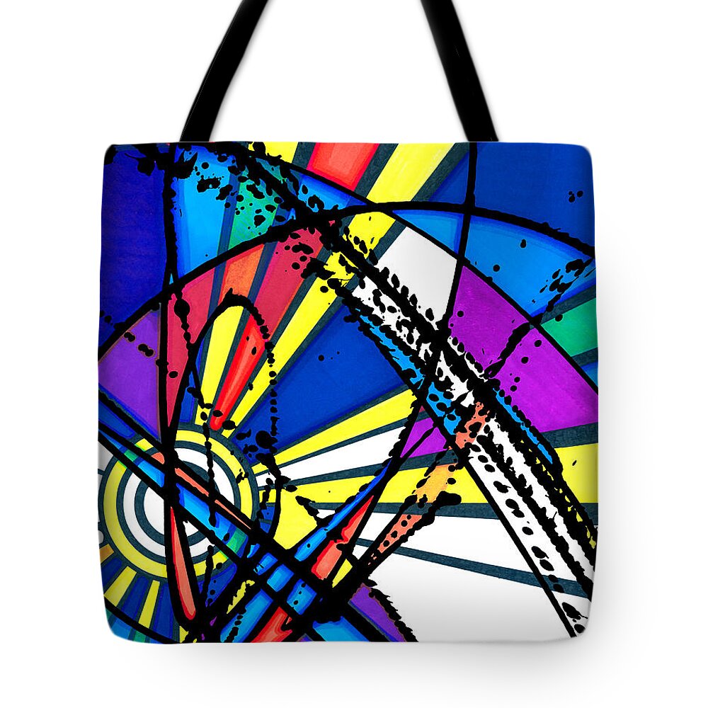 Joey Gonzalez Art Tote Bag featuring the drawing The Sun Card by Joey Gonzalez