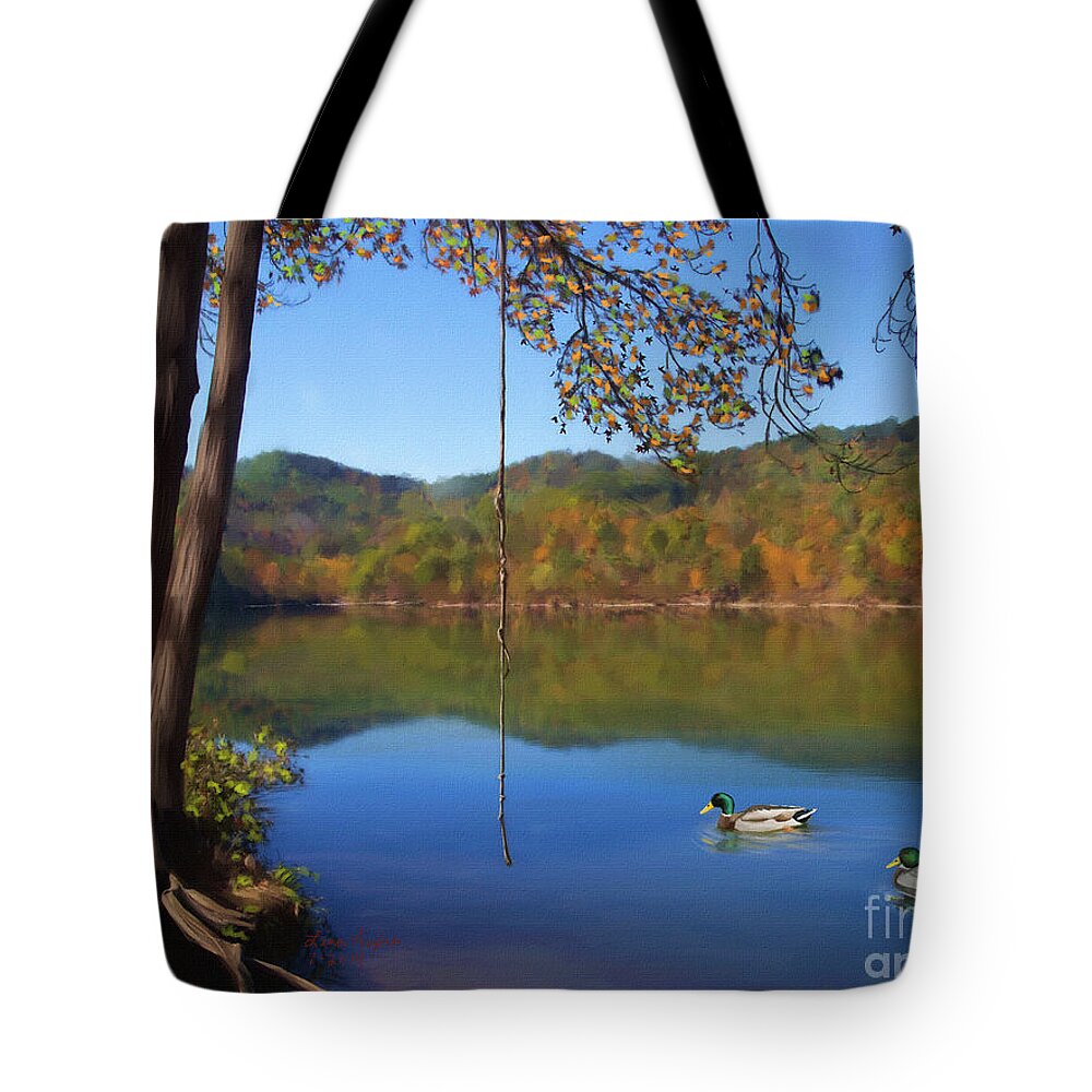 Swim Tote Bag featuring the digital art The Swimming Hole by Lena Auxier