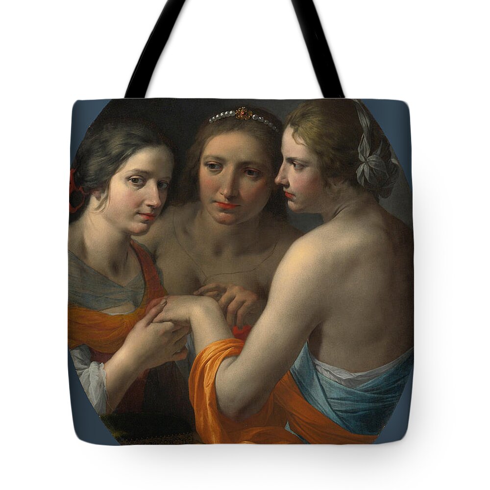 Giovanni Martinelli Tote Bag featuring the painting The Three Graces by Giovanni Martinelli