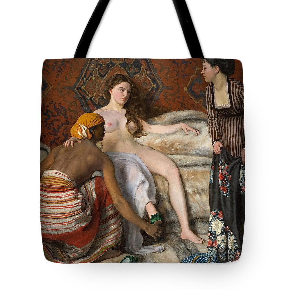Frederic Bazille Tote Bag featuring the painting The Toilet by Frederic Bazille